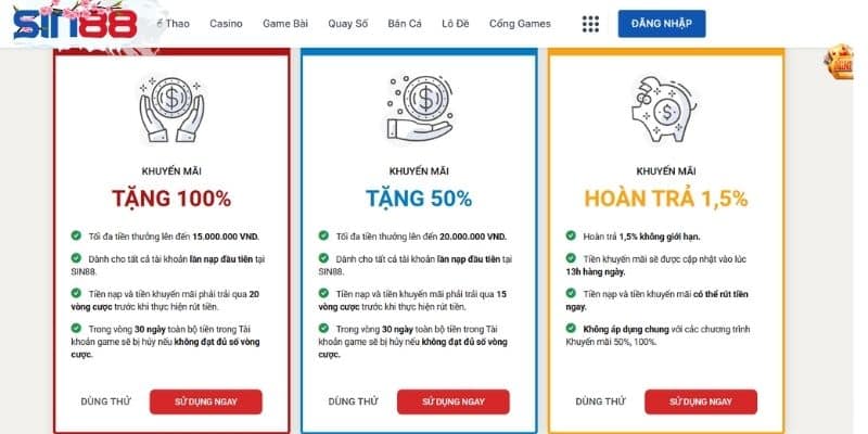 Tất cả những sự kiện khuyến mãi SIN88 siêu hấp dẫn